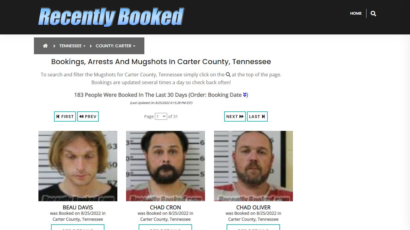 Bookings, Arrests and Mugshots in Carter County, Tennessee